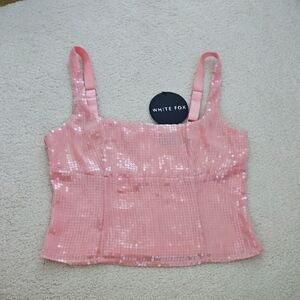 NWT White Fox Can't Explain It Sequin Bustier Pink Top